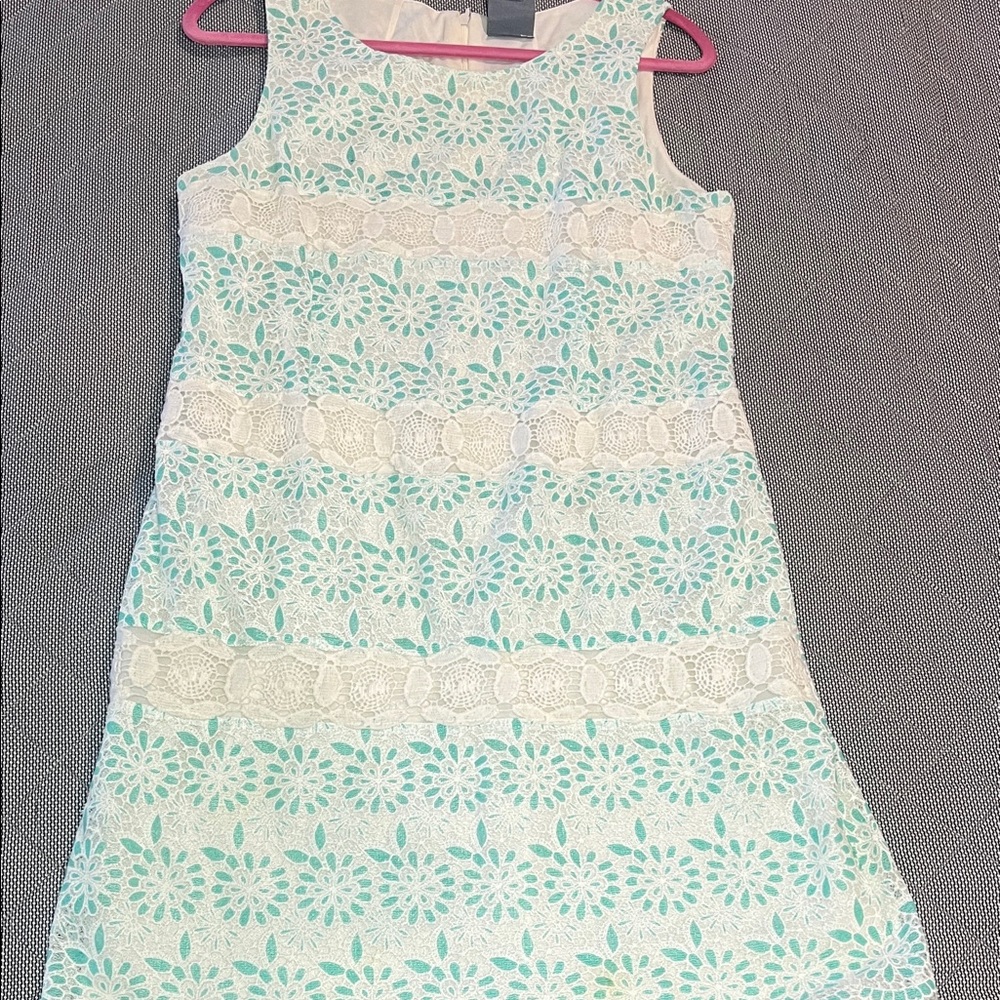 Rabbit Rabbit Rabbit Floral Lace Dress - White and  aqua Green